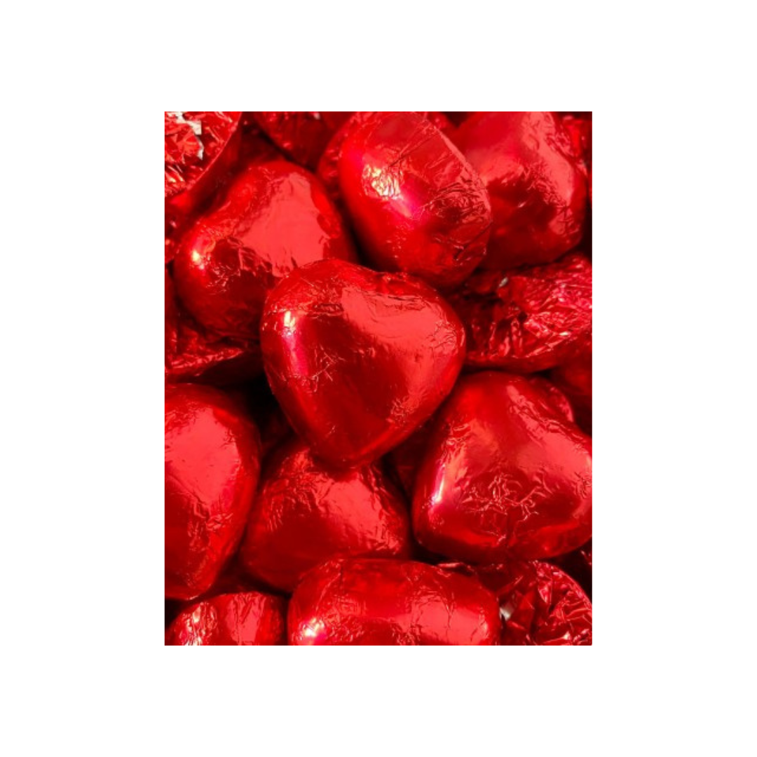 MILK CHOCOLATE AND HAZELNUT HEARTS (100G)
